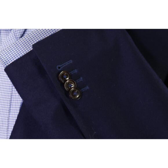 Sartoria Ambrosiana Su Misura Navy Blue Wool Fleece Blazer Jacket 42L - Picture 6 of 11